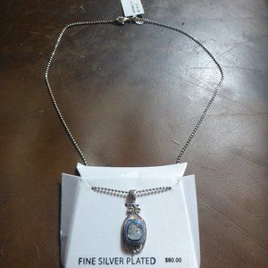 Women's Silver Plated Necklace w/ Druzy Quartz Pendant